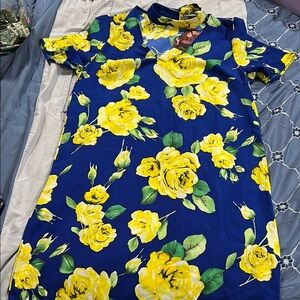 Floral Blue and Yellow Dress
